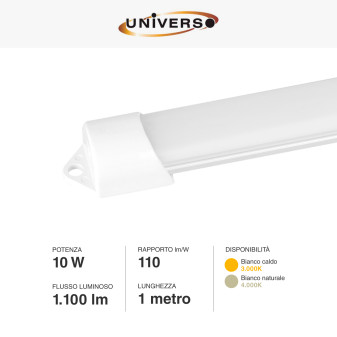 Striscia LED Rigida 10W SMD 120 LED/m 12V in Alluminio 1m Universo