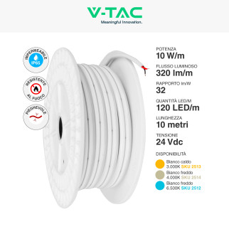 V-Tac VT-555 LED Neon Impermeabile Bianca - Bobina da 10