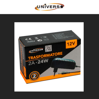 Alimentatore 24W 12V IP44 Plug&Play Jack 2.1 Colore Nero Universo