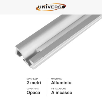 Profilo per Luce Indiretta in Alluminio da 2m per Strisce LED Universo