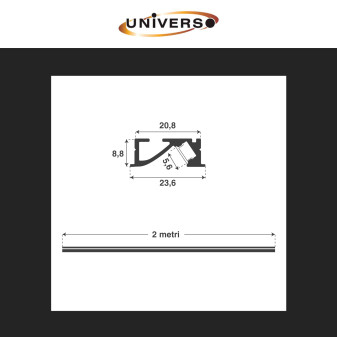 Profilo per Luce Indiretta in Alluminio da 2m per Strisce LED Universo