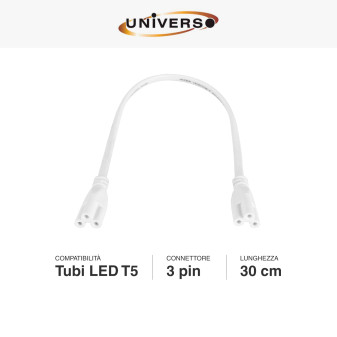 Cavo di Collegamento 30cm per Tubi T5 a 3 Pin Universo