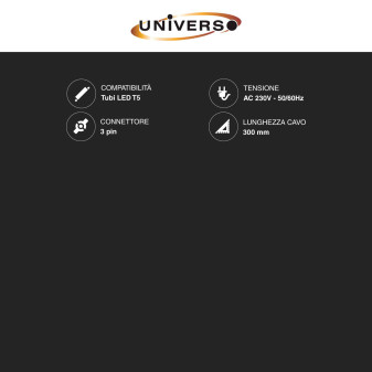 Cavo di Collegamento 30cm per Tubi T5 a 3 Pin Universo