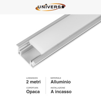 Profilo Piatto Calpestabile in Alluminio 2m per Strisce LED Universo