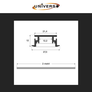 Profilo Piatto Calpestabile in Alluminio 2m per Strisce LED Universo