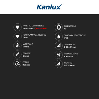 Acquista Kanlux ARGUS II CT-2114-W Portafaretto Rotondo da incasso
