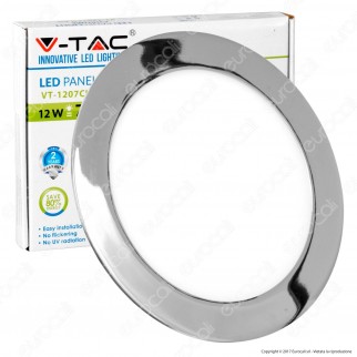 V-Tac VT-1207RD Pannello LED Rotondo 12W SMD Cromato da Incasso con
