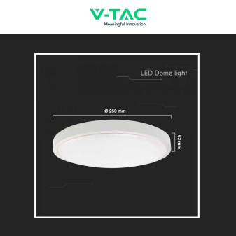 VT-8618 Plafoniera LED Rotonda 18W SMD IP44 Colore Bianco V-Tac