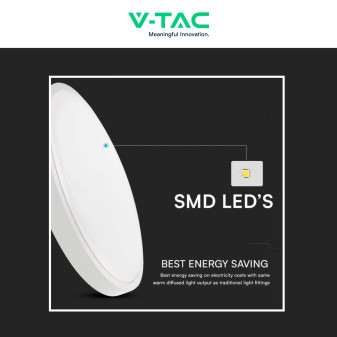 VT-8618 Plafoniera LED Rotonda 18W SMD IP44 Colore Bianco V-Tac