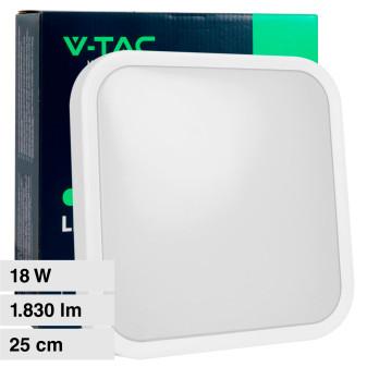 VT-8618 Plafoniera LED Quadrata 18W SMD IP44 Colore Bianco V-Tac