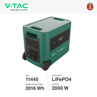 VT-2002 Accumulatore Portatile LiFePO4 2016Wh 2000W V-Tac