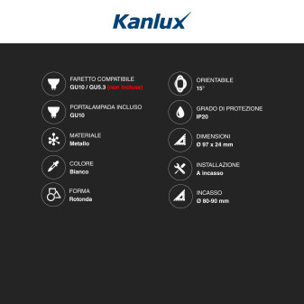 Acquista Kanlux ARGUS II CT-2115-W Portafaretto Rotondo Orientabile