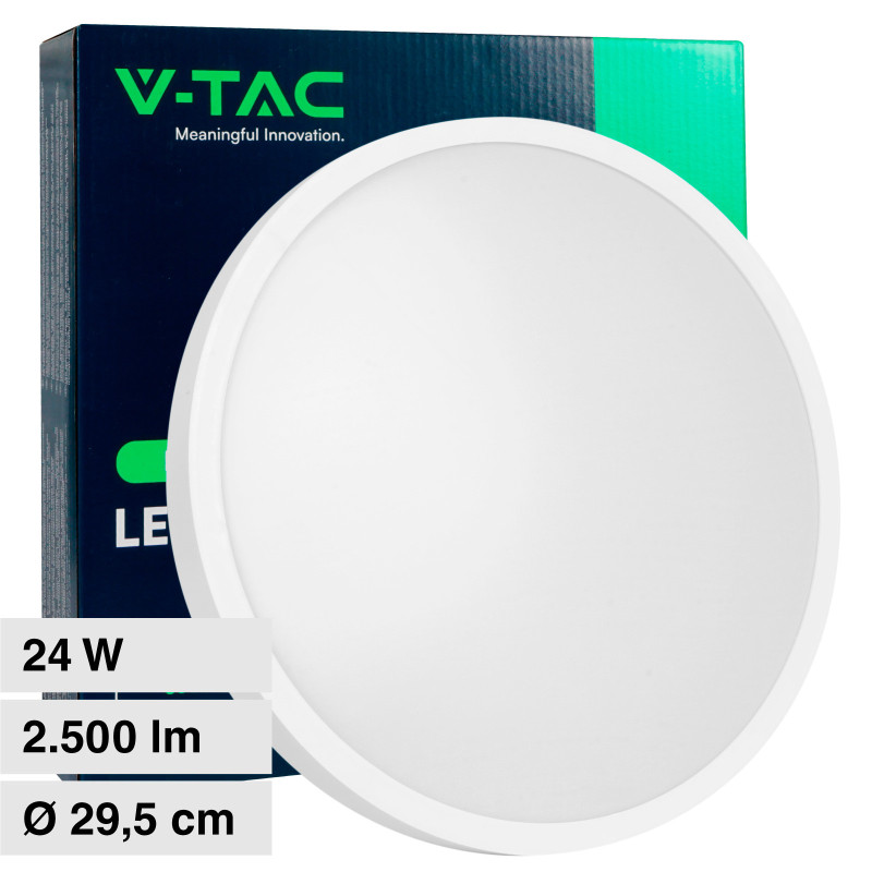 VT-8624 Plafoniera LED Rotonda 24W SMD IP44 Colore Bianco V-Tac