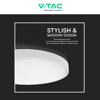 VT-8624 Plafoniera LED Rotonda 24W SMD IP44 Colore Bianco V-Tac