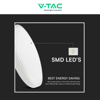 VT-8624 Plafoniera LED Rotonda 24W SMD IP44 Colore Bianco V-Tac