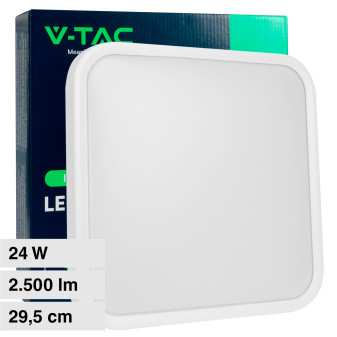 VT-8624 Plafoniera LED Quadrata 24W SMD IP44 Colore Bianco V-Tac