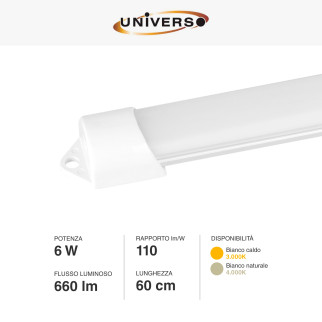 Striscia LED Rigida 6W SMD 120 LED/m 12V in Alluminio 60cm Universo