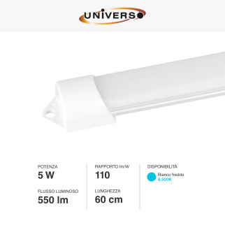 Striscia LED Rigida 5W SMD 120 LED/m 12V in Alluminio 60cm Universo