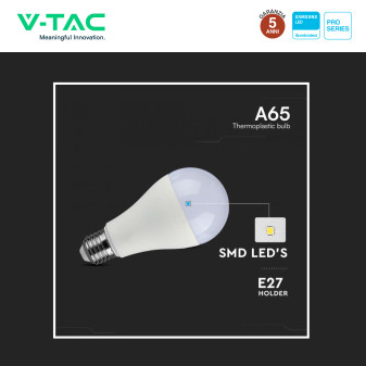 Lampadina LED E27 15W Goccia A65 SMD Chip Samsung V-Tac Pro