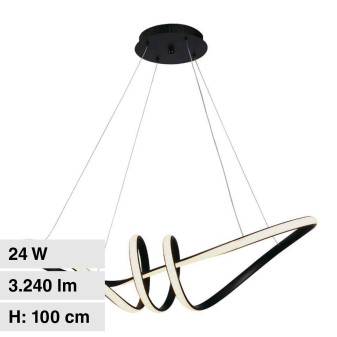 VT-7798 Lampadario LED a Sospensione 24W SMD Colore Nero V-Tac