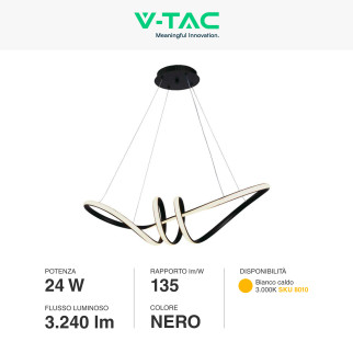 VT-7798 Lampadario LED a Sospensione 24W SMD Colore Nero V-Tac