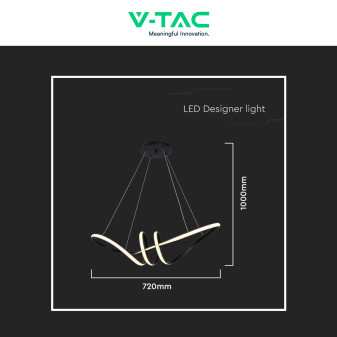 VT-7798 Lampadario LED a Sospensione 24W SMD Colore Nero V-Tac