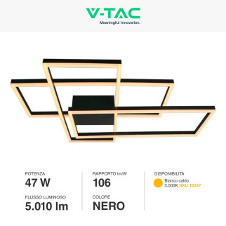 VT-7926 Plafoniera LED Design Rettangolare 47W Dimmerabile  V-Tac