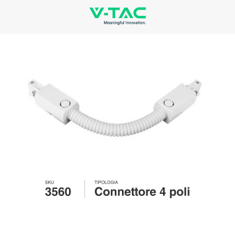 Connettore Flessibile a 4 Poli Colore Bianco per Track Light V-Tac
