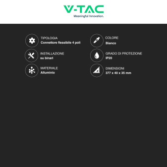 Connettore Flessibile a 4 Poli Colore Bianco per Track Light V-Tac