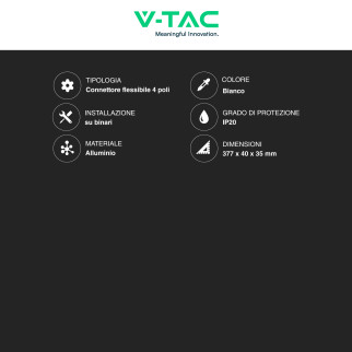 Connettore Flessibile a 4 Poli Colore Bianco per Track Light V-Tac