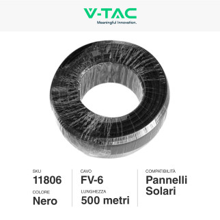 Cavo FV-6 per Pannelli Solari Fotovoltaici Nero V-Tac 500mt