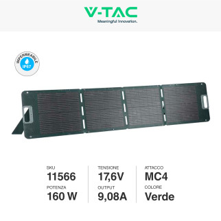 VT-10160 Pannello Fotovoltaico 160W Portatile IP67 V-Tac