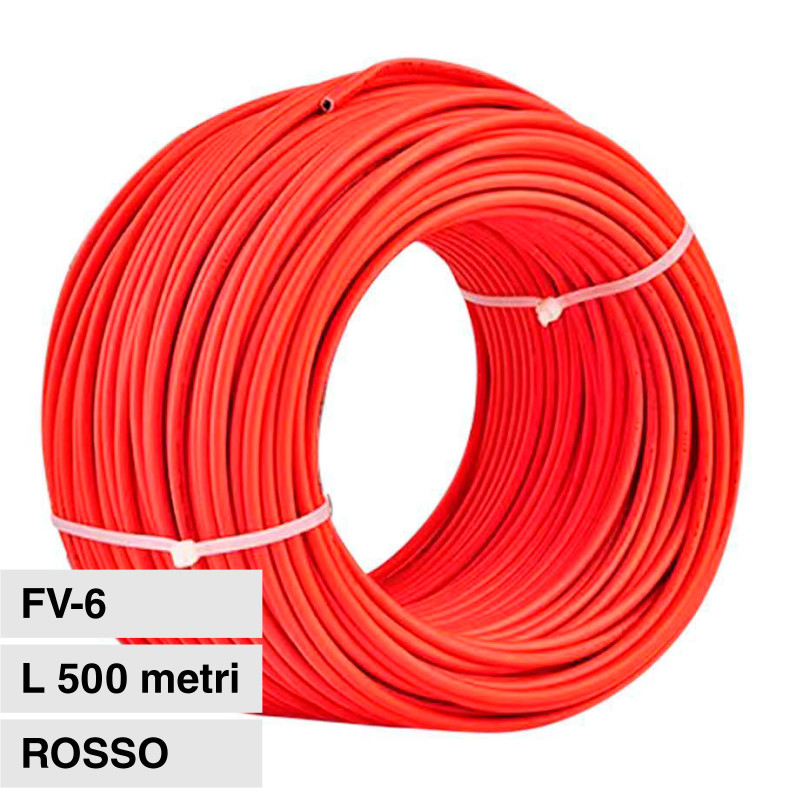 Cavo FV-6 per Pannelli Solari Fotovoltaici Rosso V-Tac 500mt