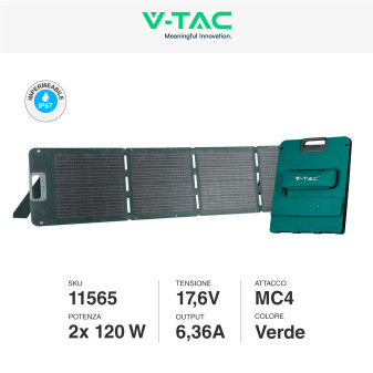 VT-10240 2 Pannelli Fotovoltaici 120W Portatili IP67 V-Tac