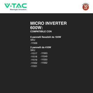 Microinverter 600W Monofase per Pannelli Fotovoltaici V-Tac