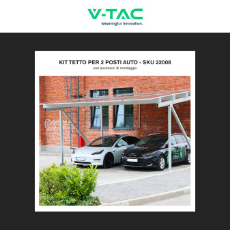 V-Tac Kit Pensilina in Metallo da 2 Posti Auto per Pannelli Fotovoltaici