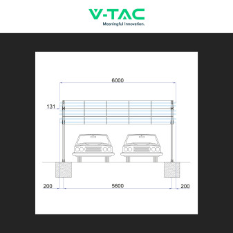V-Tac Kit Pensilina in Metallo da 2 Posti Auto per Pannelli Fotovoltaici