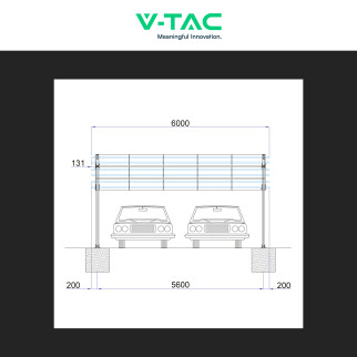 V-Tac Kit Pensilina in Metallo da 2 Posti Auto per Pannelli Fotovoltaici