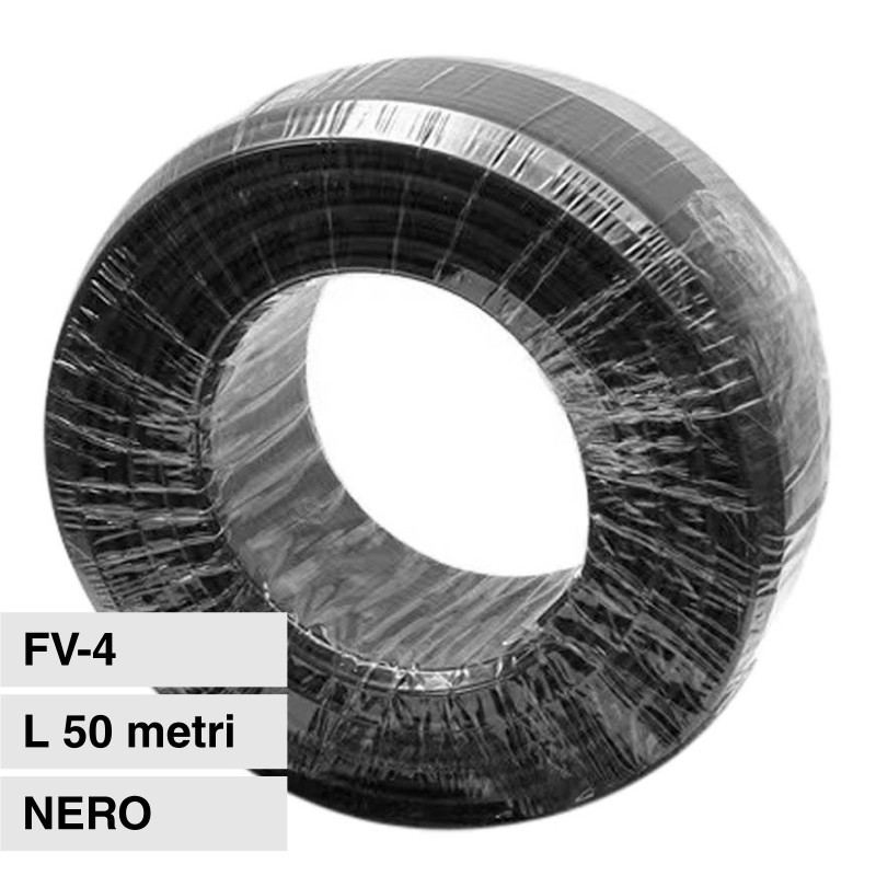 Cavo FV-4 per Pannelli Solari Fotovoltaici V-Tac Nero 50mt