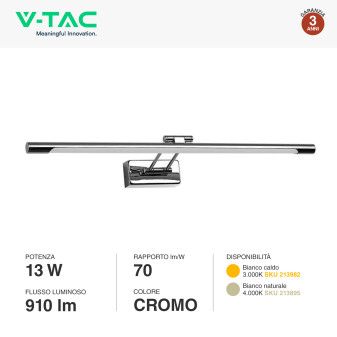 Lampada LED da Specchio 13W VT-7012 SMD Colore Cromo V-Tac