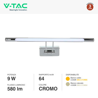 VT-7008 Lampada LED da Specchio 9W SMD Cromo V-Tac Gallery