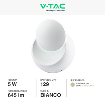 VT-757 Lampada LED da Muro 5W Ruotabile SMD Bianca V-Tac