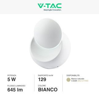 VT-757 Lampada LED da Muro 5W Ruotabile SMD Bianca V-Tac