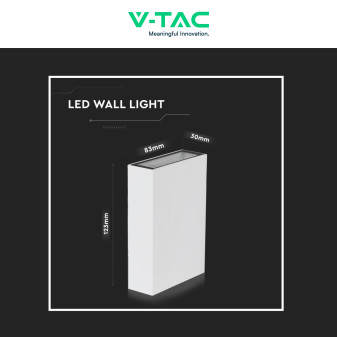 VT-844 Lampada LED da Muro 4W SMD IP65 Colore Bianco V-Tac