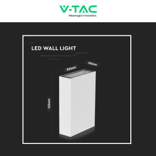 VT-844 Lampada LED da Muro 4W SMD IP65 Colore Bianco V-Tac