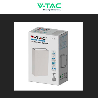 VT-844 Lampada LED da Muro 4W SMD IP65 Colore Bianco V-Tac