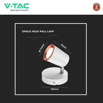 VT-806 Lampada LED da Parete 5W SMD Orientabile Bianca V-Tac