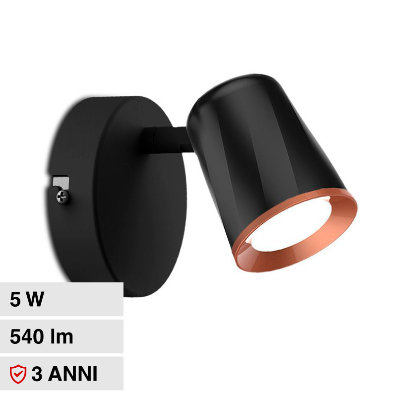 VT-806 Lampada LED da Parete 5W SMD Orientabile Nera V-Tac