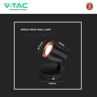 VT-806 Lampada LED da Parete 5W SMD Orientabile Nera V-Tac