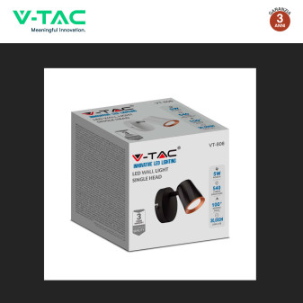 VT-806 Lampada LED da Parete 5W SMD Orientabile Nera V-Tac